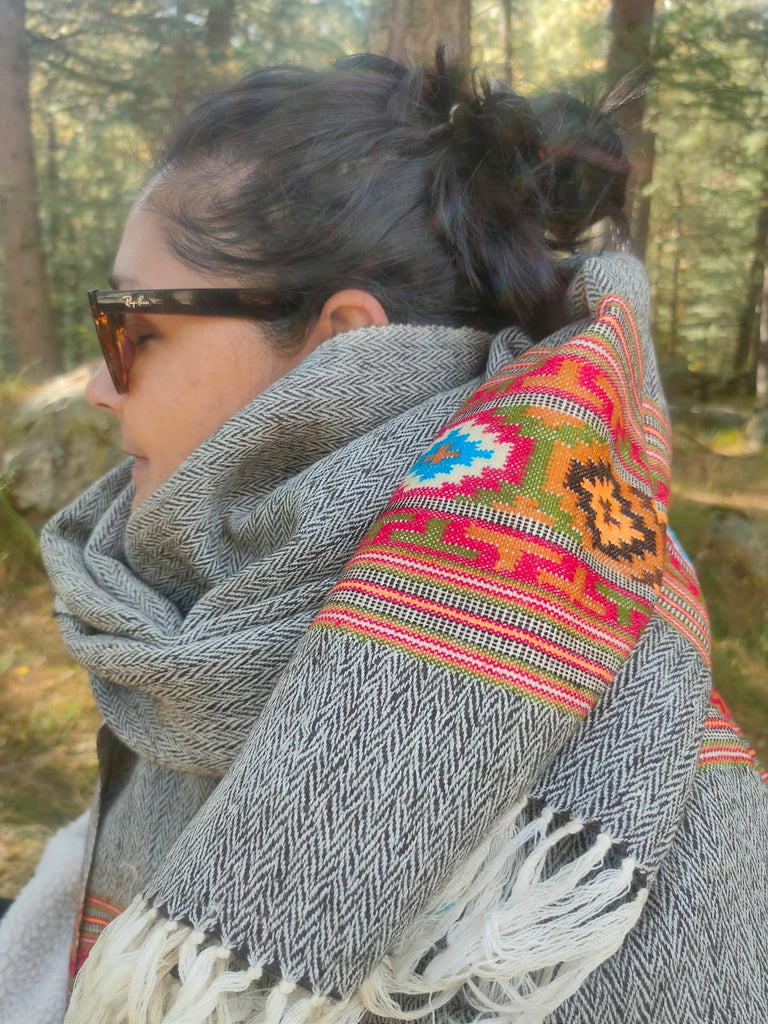 小物 CTHY YAK WOOL STOLE WINDOWPANE CHECK CTHY YAK WOOL STOLE WINDOWPANE CHECK