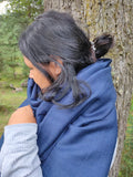 Indigo dyed yak & merino blend scarf
