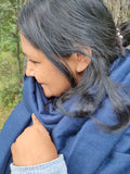 Indigo dyed yak & merino blend scarf