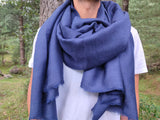 Indigo dyed yak & merino blend scarf