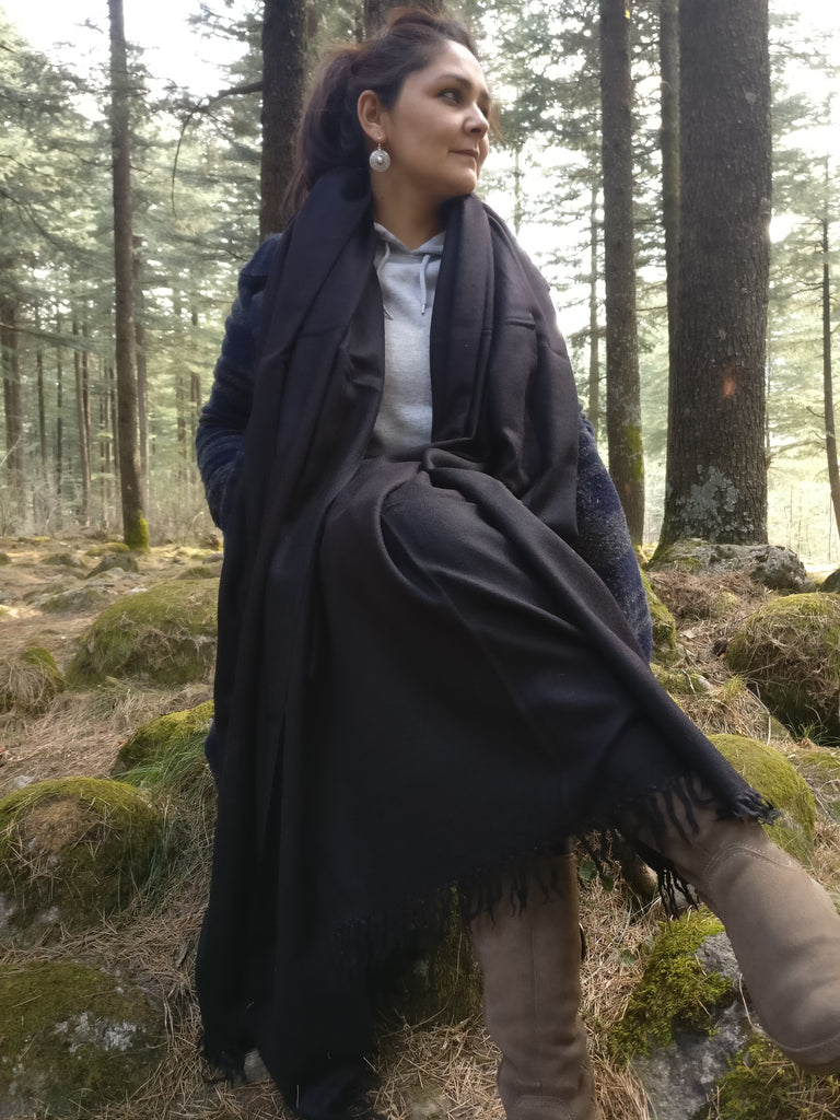 wool shawl black