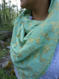 Mint Green Silk Scarf in Brocade