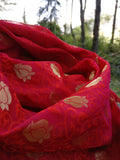 red silk square scarf