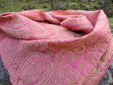 beautiful pink and gold silk brocade scarf