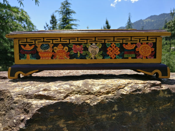 handcarved incence holder with 8 auspicious buddhist symbols