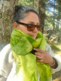 Green mulberry silk and felt scarf