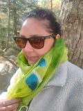 Green mulberry silk and felt scarf