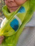 Green mulberry silk and felt scarf