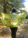 Green mulberry silk and felt scarf