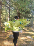 Green mulberry silk and felt scarf