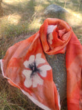 Orange mulberry silk and felt scarf
