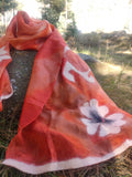 Orange mulberry silk and felt scarf