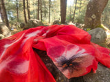 Red mulberry silk and felt scarf