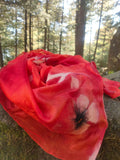 Red mulberry silk and felt scarf