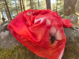 Red mulberry silk and felt scarf