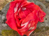 Red mulberry silk and felt scarf