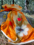 Yellow mulberry silk and felt scarf