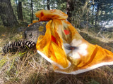 Yellow mulberry silk and felt scarf