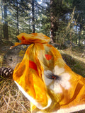 Yellow mulberry silk and felt scarf