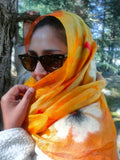 Yellow mulberry silk and felt scarf
