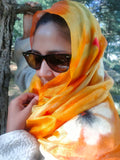 Yellow mulberry silk and felt scarf