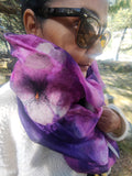 Purple mulberry silk and felt scarf