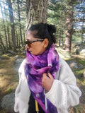 Purple mulberry silk and felt scarf