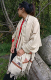 Wool blanket scarf off white