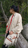 Wool blanket scarf off white