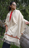 Wool blanket scarf off white