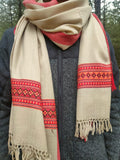 Oversized white wool scarf