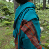 Teal green handloomed wool scarf,wrap, oversized scarf,wool stole