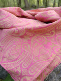 Rose Pink and Gold Scarf in Brocade Silk