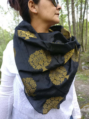 Monogram Blanket Shawl - Oversized Square Black Scarf