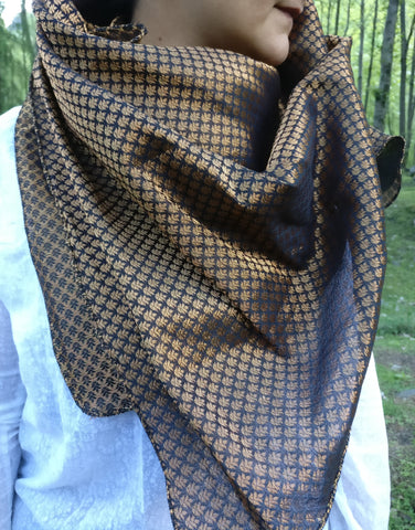 Monogram Blanket Shawl - Oversized Square Black Scarf