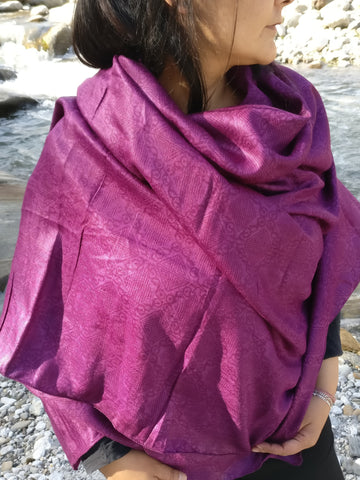 Buy Pink Handloom Silk Scarf Online at