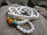 White Agate 108 gemstone prayer beads