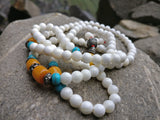 White Agate 108 gemstone prayer beads