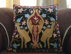 Himalayan wool crewel cushion cover