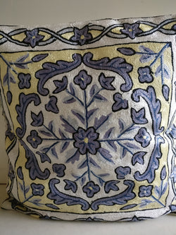 Himalayan silk crewel cushion cover