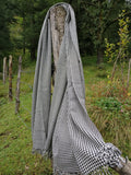 Unisex Handloomed Wool Shawl Wrap in Black & White Chequer