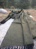 Unisex moss green wool scarf