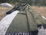 Unisex moss green wool scarf