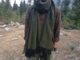 Unisex moss green wool scarf