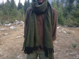 Unisex moss green wool scarf
