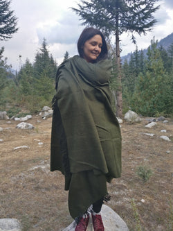 Unisex moss green wool scarf
