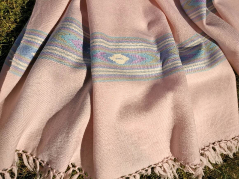 Pure wool baby pink blanket scarf/shawl/wrap/Tribal shawl/scarf